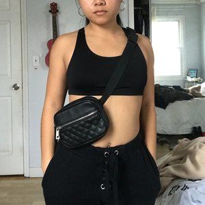 BLACK LEATHER FANNY PACK